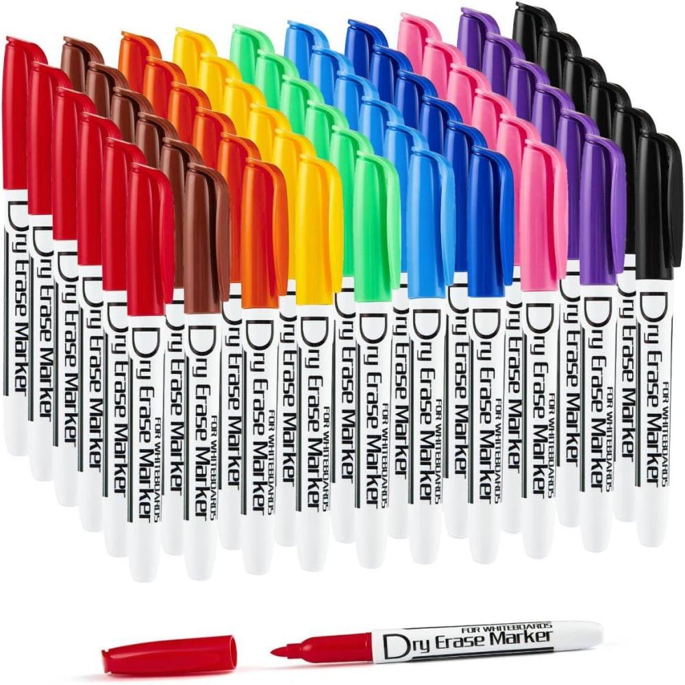 imageVolcanics Blue Dry Erase Markers Low Odor Fine Whiteboard Markers Thin Box of 1210 Colors