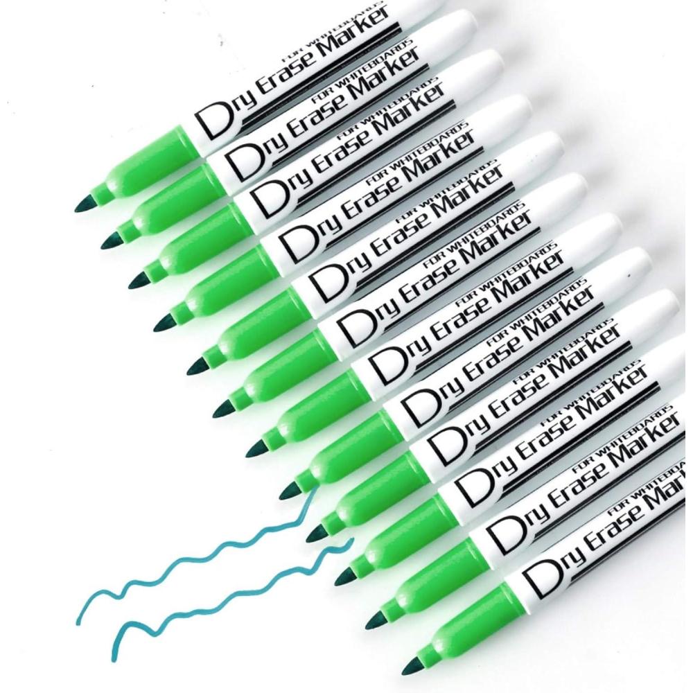 imageVolcanics Blue Dry Erase Markers Low Odor Fine Whiteboard Markers Thin Box of 12Green