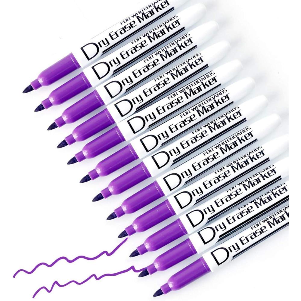 imageVolcanics Blue Dry Erase Markers Low Odor Fine Whiteboard Markers Thin Box of 12Purple