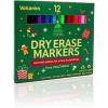 Volcanics Dry Erase Markers Low Odor Fine Whiteboard Markers Thin Box of 30, 10 Colors(10 colors)