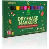 imageVolcanics Magnetic Dry Wipe Pens Dry Erase Markers With Eraser Cap Low Odor Fine Tip Whiteboard Pens Pack of 1210 ColorsMulticolor