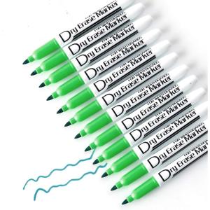 Volcanics Blue Dry Erase Markers Low Odor Fine Whiteboard Markers Thin Box of 12(Green)