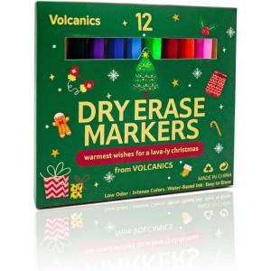 Volcanics Dry Erase Markers Low Odor Fine Whiteboard Markers Thin Box of 30, 10 Colors(10 colors)
