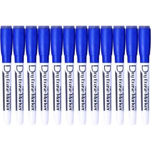 Volcanics Magnetic Dry Wipe Pens Dry Erase Markers With Eraser Cap Low Odor Fine Tip Whiteboard Pens Pack of 12,10 Colors(Blue)