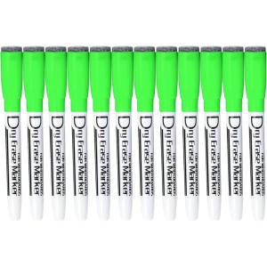 Volcanics Magnetic Dry Wipe Pens Dry Erase Markers With Eraser Cap Low Odor Fine Tip Whiteboard Pens Pack of 12,10 Colors(Green)