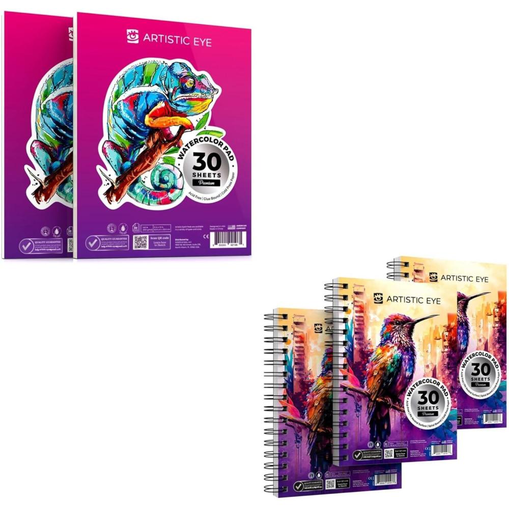 imageARTISTIC EYE Watercolor Pads 9x12 ampamp Watercolor Pads 55x85 Bundle