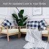 Volcanics Buffalo Check Plaid Throw Pillow Covers Set of 2 Farmhouse Decorative Square Pillow Cover Case Cushion Pillowcase 18×18 Inches for Home Decor Sofa Bedroom Car, Dark Blue and White