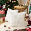 Volcanics Christmas Pillow Covers 18×18 Set of 2, Soft Fluffy Faux Fur Green Throw Pillow Cases with 3D Snowflake Embroidery for Sofa, Couch, Bedroom, Holiday Home Décor(White Snowflake)