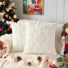 Volcanics Christmas Pillow Covers 18×18 Set of 2, Soft Fluffy Faux Fur Green Throw Pillow Cases with 3D Snowflake Embroidery for Sofa, Couch, Bedroom, Holiday Home Décor(White Snowflake)