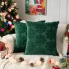 Volcanics Christmas Pillow Covers 18×18 Set of 2, Soft Fluffy Faux Fur Green Throw Pillow Cases with 3D Snowflake Embroidery for Sofa, Couch, Bedroom, Holiday Home Décor(Green Snowflake)