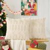 Volcanics Christmas Pillow Covers 18×18 Set of 2, Soft Plush Velvet Beige Cushion Cases, Luxury Short Wool Decorative Throw Pillow Shells with Xmas Tree and Elk for Sofa Bedroom(Beige-elk and Tree)