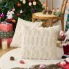 Volcanics Christmas Pillow Covers 18×18 Set of 2, Soft Plush Velvet Beige Cushion Cases, Luxury Short Wool Decorative Throw Pillow Shells with Xmas Tree and Elk for Sofa Bedroom(Beige-elk and Tree)