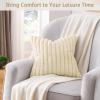 Volcanics Pack of 1 Double-Sided Faux Fur Plush Decorative Throw Pillow Covers 18×18 Inches Soft Fluffy Striped Couch Pillow Cases, Beige(Beige)