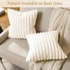Volcanics Pack of 1 Double-Sided Faux Fur Plush Decorative Throw Pillow Covers 18×18 Inches Soft Fluffy Striped Couch Pillow Cases, Beige(Cream White)