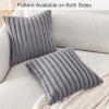 Volcanics Pack of 1 Double-Sided Faux Fur Plush Decorative Throw Pillow Covers 18×18 Inches Soft Fluffy Striped Couch Pillow Cases, Beige(Dark Grey)