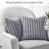 Volcanics Pack of 1 Double-Sided Faux Fur Plush Decorative Throw Pillow Covers 18×18 Inches Soft Fluffy Striped Couch Pillow Cases, Beige(Dark Grey)
