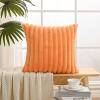 Volcanics Pack of 1 Double-Sided Faux Fur Plush Decorative Throw Pillow Covers 18×18 Inches Soft Fluffy Striped Couch Pillow Cases, Beige(Orange)