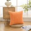 Volcanics Pack of 1 Double-Sided Faux Fur Plush Decorative Throw Pillow Covers 18×18 Inches Soft Fluffy Striped Couch Pillow Cases, Beige(Orange)