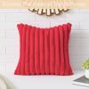 Volcanics Pack of 1 Double-Sided Faux Fur Plush Decorative Throw Pillow Covers 18×18 Inches Soft Fluffy Striped Couch Pillow Cases, Beige(Red)
