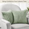 Volcanics Pack of 1 Double-Sided Faux Fur Plush Decorative Throw Pillow Covers 18×18 Inches Soft Fluffy Striped Couch Pillow Cases, Beige(Sage Green)