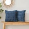 Volcanics Pack of 2 Corduroy Decorative-Throw-Pillow-Covers-18×18, Soft Striped Square Cushion Cases, Modern Farmhouse Boho Home Decor, Blue(Blue)