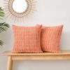 Volcanics Pack of 2 Corduroy Decorative-Throw-Pillow-Covers-18×18, Soft Striped Square Cushion Cases, Modern Farmhouse Boho Home Decor, Blue(Coral)