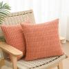 Volcanics Pack of 2 Corduroy Decorative-Throw-Pillow-Covers-18×18, Soft Striped Square Cushion Cases, Modern Farmhouse Boho Home Decor, Blue(Coral)