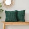 Volcanics Pack of 2 Corduroy Decorative-Throw-Pillow-Covers-18×18, Soft Striped Square Cushion Cases, Modern Farmhouse Boho Home Decor, Blue(Dark Green)
