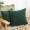 Volcanics Pack of 2 Corduroy Decorative-Throw-Pillow-Covers-18×18, Soft Striped Square Cushion Cases, Modern Farmhouse Boho Home Decor, Blue(Dark Green)