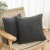Volcanics Pack of 2 Corduroy Decorative-Throw-Pillow-Covers-18×18, Soft Striped Square Cushion Cases, Modern Farmhouse Boho Home Decor, Blue(Dark Grey)