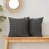 Volcanics Pack of 2 Corduroy Decorative-Throw-Pillow-Covers-18×18, Soft Striped Square Cushion Cases, Modern Farmhouse Boho Home Decor, Blue(Dark Grey)