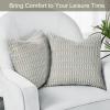 Volcanics Pack of 2 Corduroy Decorative-Throw-Pillow-Covers-18×18, Soft Striped Square Cushion Cases, Modern Farmhouse Boho Home Decor, Blue(Light Grey)