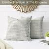 Volcanics Pack of 2 Corduroy Decorative-Throw-Pillow-Covers-18×18, Soft Striped Square Cushion Cases, Modern Farmhouse Boho Home Decor, Blue(Light Grey)