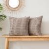 Volcanics Pack of 2 Corduroy Decorative-Throw-Pillow-Covers-18×18, Soft Striped Square Cushion Cases, Modern Farmhouse Boho Home Decor, Blue(Mocha Brown)