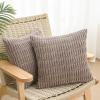 Volcanics Pack of 2 Corduroy Decorative-Throw-Pillow-Covers-18×18, Soft Striped Square Cushion Cases, Modern Farmhouse Boho Home Decor, Blue(Mocha Brown)