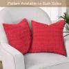 Volcanics Pack of 2 Corduroy Decorative-Throw-Pillow-Covers-18×18, Soft Striped Square Cushion Cases, Modern Farmhouse Boho Home Decor, Blue(Red)