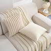 Volcanics Set of 2 Faux Fur Plush Decorative Throw Pillow Covers 18×18 Inches, Striped Cushion Cases Soft Fluffy Accent Pillowcases for Sofa, Couch and Bed, Beige(Beige)