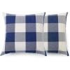 Volcanics Buffalo Check Plaid Throw Pillow Covers Set of 2 Farmhouse Decorative Square Pillow Cover Case Cushion Pillowcase 18×18 Inches for Home Decor Sofa Bedroom Car, Dark Blue and White