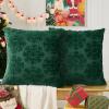 Volcanics Christmas Pillow Covers 18×18 Set of 2, Soft Fluffy Faux Fur Green Throw Pillow Cases with 3D Snowflake Embroidery for Sofa, Couch, Bedroom, Holiday Home Décor(Green Snowflake)