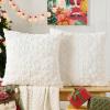 Volcanics Christmas Pillow Covers 18×18 Set of 2, Soft Fluffy Faux Fur Green Throw Pillow Cases with 3D Snowflake Embroidery for Sofa, Couch, Bedroom, Holiday Home Décor(White Snowflake)