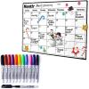 Volcanics Fridge Calendar Magnetic Dry Erase Planner +Dry Erase Marker Box of 12 with 10 Assorted Colors