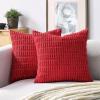 Volcanics Pack of 2 Corduroy Decorative-Throw-Pillow-Covers-18×18, Soft Striped Square Cushion Cases, Modern Farmhouse Boho Home Decor, Blue(Red)
