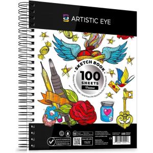 ARTISTIC EYE 9×12 Premium Sketch Book Set, 100 Sheets, Spiral Bound, 68lb (100gsm), Acid-Free Drawing Paper, Ideal for Kids, Teens & Adults (Set of 2)(Set of 1)