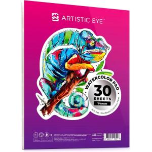 ARTISTIC EYE Watercolor Pad 9×12”, 30 Sheets, Glue Bound, Acid-Free Paper, 140lb (300gsm), Perfect for Most Wet & Dry Media, Ideal for Beginners, Artists & Professionals (Set of 2)(Set of 1)