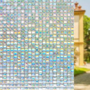 Volcanics Window Privacy Film Static Window Clings Vinyl 3D Decals Stickers Rainbow Window Film for Glass Door Home Heat Control Anti UV 17.5 x 78.7 Inches(Multicolor)