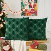 Volcanics Christmas Pillow Covers 18×18 Set of 2, Dark Green Plush Faux Fur Christmas Tree Throw Pillow Cases, Soft Cozy Cushion Covers for Holiday Winter Xmas Home Sofa Bedroom Decor(Green)
