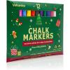 Volcanics Christmas Liquid Chalk Markers – 12 Vibrant Colors with Round Tips & Festive Gift Box, Erasable Chalk Pens for Chalkboards, Windows & Crafts, Ideal Stocking Stuffer