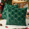 Volcanics Christmas Pillow Covers 18×18 Set of 2, Dark Green Plush Faux Fur Christmas Tree Throw Pillow Cases, Soft Cozy Cushion Covers for Holiday Winter Xmas Home Sofa Bedroom Decor(Green)