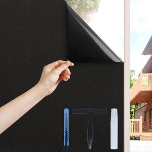 Volcanics One Way Window Privacy Film with Installation Tools 35.4 x 118 Inches, Sun Blocking Window Tinting Film for Home Heat Control Mirror Tint Film Static Cling, Silver(Frosted Black)