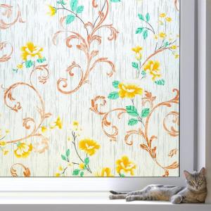 Volcanics One Way Window Privacy Film with Installation Tools 35.4 x 118 Inches, Sun Blocking Window Tinting Film for Home Heat Control Mirror Tint Film Static Cling, Silver(Flower)